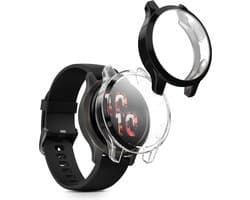 kwmobile 2x smartwatch hoes geschikt voor Garmin Garmin Venu 2S / vivoactive 4S hoesje - Siliconen sporthorloge cover - Activity tracker case in zwart / transparant
