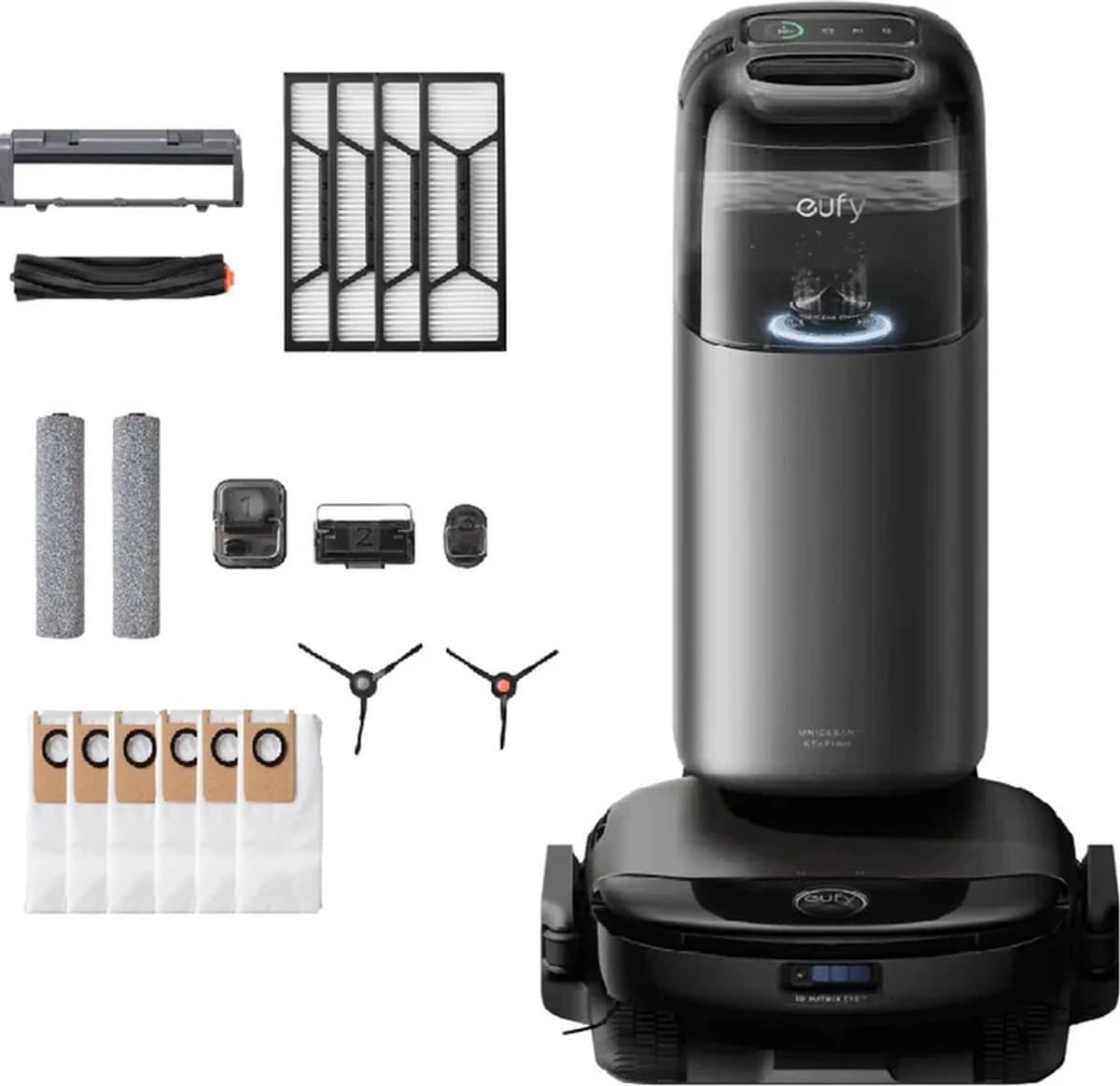 eufy Clean S1 Pro Robotstofzuiger + Vervangingssets All-in-One Station met dweilfunctie - Robot Vacuum -- 8.000 Pa Zuigkracht, Slimme Obstakelvermijding, Multi-Level Mapping, Automatische dweilterugtrekking, Perfect voor dierenharen — afbeelding 1