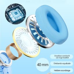 Gloovon® - Draadloze Koptelefoon Kinderen - Gehoorbescherming Kinderen - Bluetooth 5.3 - Koptelefoon met Microfoon - Blauw — thumbnail 5