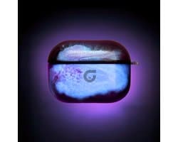 GlowsandGuards - Airpods pro hoesje - Glow in the dark - Inclusief UV lampje om op te lichten - AirPods pro case - Hét satisfying AirPods hoejse - Paars