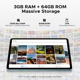 DOOGEE TAB A9 - Tablet - Android 15 - 12GB RAM + 64GB ROM（2TB/TF） - 10 Inch - 6580 mAh - 5G WiFi - Tablet Unisoc T310 - Dubbele Luidspreker - 3,5 mm aansluiting - Face ID - Blauw — thumbnail 6