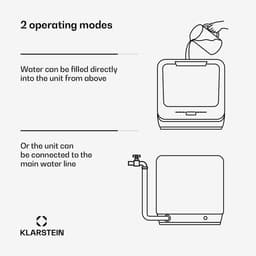 Klarstein Vaatwasser Amazonia Mini - Compact Aanrechtblad, 7 Programma's, 5L Tank of Directe Aansluiting, Energie-efficiëntieklasse D, Stil 58dB, Digitaal Display, Draagbaar Tafelblad voor Kleine Keukens, Zwart - Dishwasher — thumbnail 9