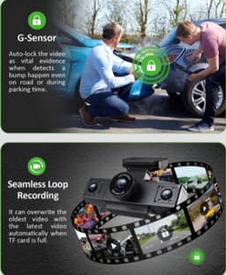 Geavanceerde 3-Lens Dashcam voor Auto | 24U Parkeermonitor, Achteruitrijfunctie & 64GB SD Kaart | Ultieme Beveiliging met Videorecorder - Zwart — thumbnail 4