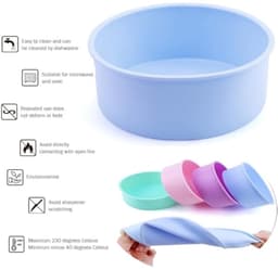 Siliconen bakvorm, rond, 15 cm, 2 stuks, siliconen bakvorm, bakvormen voor heteluchtfriteuse, airfryer, siliconen bakvorm voor gelaagde cake, cheesecake, cake en brood — thumbnail 4