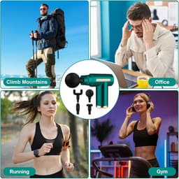 RFWR® Mini Spiermassagegeweer - Draagbaar en Stil Massagepistool met 6 Snelheden en 4 Massagekoppen voor Spierpijnverlichting — thumbnail 3