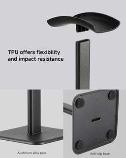 Koptelefoon Houder - Headset Stand - Aluminium - Koptelefoon Haak - Headset Houder - Universele - Voor Op Je Bureau - 100x100x245mm - Zwart — thumbnail 4
