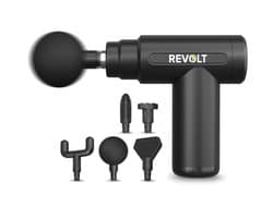 Revolt - Mini Massage Gun - Inclusief 4 Opzetstukken - Inclusief Adapter - 6 Snelheidsstanden - Spierherstel & Spierontspanning - Massage Pistool - Massage Apparaat Professioneel