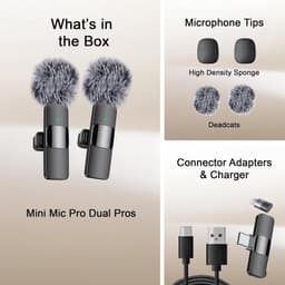 Draadloze microfoon - 2-pack - Lavalier-microfoon - Bluetooth mini-microfoon - Voor iPhone, iPad en Android - Voor video-opnames - Levensduur batterij — thumbnail 2