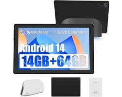 kotsren A10PRO - Android 14 Tablet- 10.1 inch - 14(3+11)GB RAM/64GB ROM– met oplaadbaar stereoluidspreker-audiodock - Zwart
