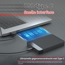 MKSS® Harde Schijf Extern - Draagbare - 1TB Opslag - Zwart — thumbnail 3