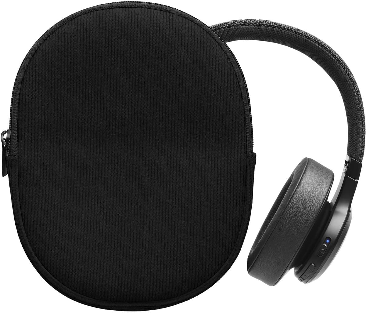 kwmobile headset case geschikt voor JBL Tune 600 / 500BT / 510BT / 450 hoes - 22,5 x 17 cm - Koptelefoon cover met rits - Neopreen en ribfluweel - In zwart — afbeelding 1