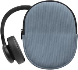 kwmobile headset case geschikt voor JBL Tune 600 / 500BT / 510BT / 450 hoes - 22,5 x 17 cm - Koptelefoon cover met rits - Neopreen en ribfluweel - In vintage blauw — thumbnail 2