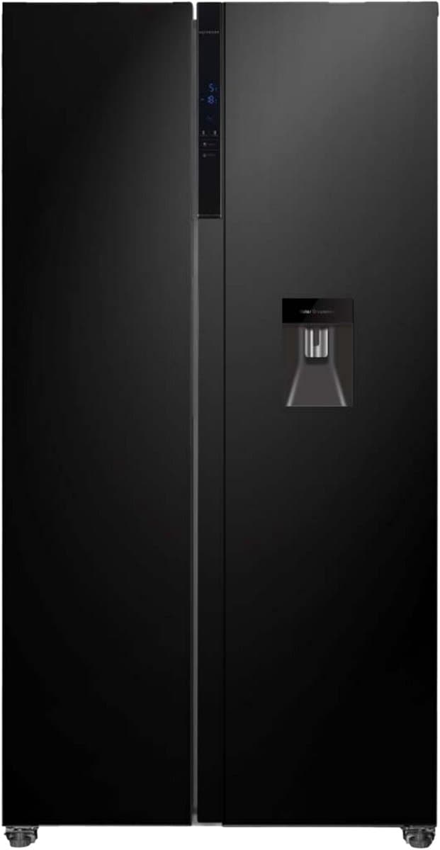 Frilec BONNSBS-680-WS-040CB - Amerikaanse Koelkast - Waterdispenser - No Frost - Energiezuinig C - 5 Jaar Garantie - Supervriezen - 592 Liter - Display - Zwart — afbeelding 1