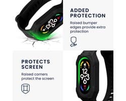 kwmobile smartwatch bandje en bumper van silicone - geschikt voor Xiaomi Smart Band 10 / Smart Band 9 / 8 7 6 5 4 3 - in zwart - Optimale bescherming