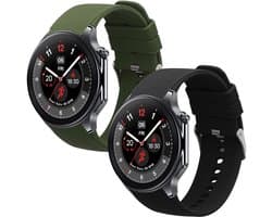 kwmobile 2x horlogebandjes geschikt voor OnePlus Watch 3 / 2 / 2R / Oppo Watch X2 bandje - Smartwatch bandjes van TPU - Activity tracker horloge band in zwart / donkergroen