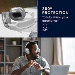kwmobile 3-in-1 Hoofdtelefoonhoes voor Apple AirPods Max / AirPods Max 2 Hoesje - 360° TPU-hoes voor hoofdtelefoon - transparant / zwart — thumbnail 3