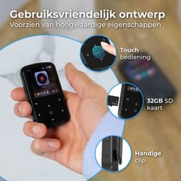 Nuvance MP3 Speler met Bluetooth - Touchscreen - Incl. Oordopjes & 32GB SD Kaart - Voice Recorder Digitaal - Zwart — thumbnail 3