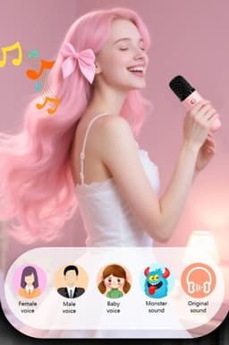 Karaoke Set - 2 Microfoons - Draagbaar - Bluetooth - Telefoonhouder - Roze — thumbnail 3