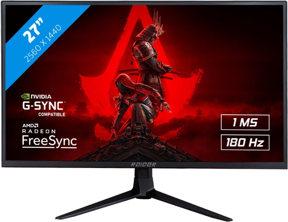 RAIDER QHD ULTRA GAMING - IPS - QHD 180Hz Gaming Monitor - RGB Verlichting - 27 Inch — afbeelding 1