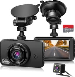 Thuys – Dashcam Voor Auto Voor En Achter – Achter Draadloos – Full HD Gps – 4 x 9 x 6cm – Zwart — thumbnail 1