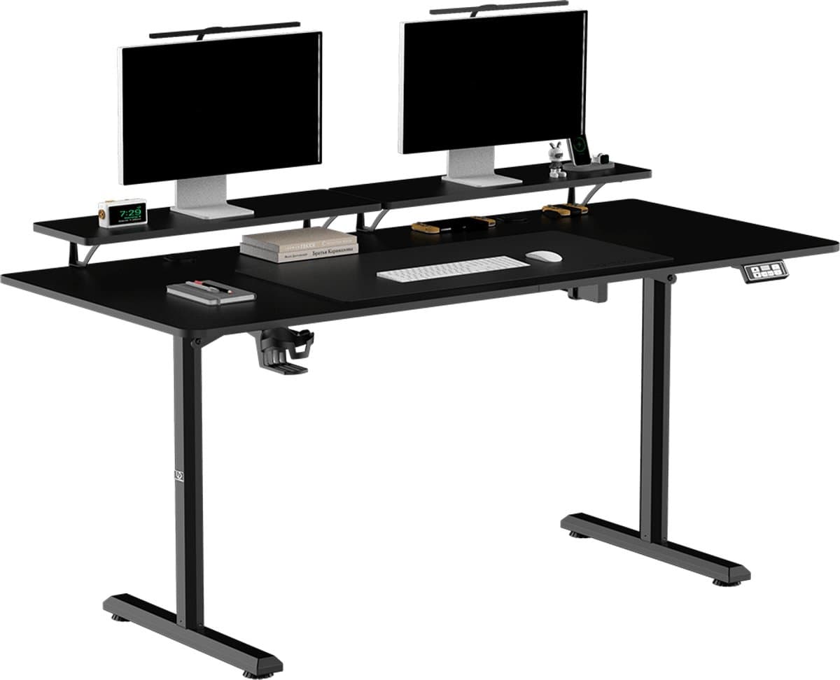 Ultradesk HIGHLANDER XXL – Bureau voor Gaming, Kantoor & Home Office – Zwart – 160 x 70 cm – Elektrisch verstelbaar – Ergonomisch — afbeelding 1