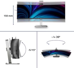 Philips 49B2U5900CH - Ultrawide QHD Curved Monitor - USB-C 100w - RJ45 - KVM switch - HDR400 - Webcam - 5jr Garantie - 49 inch — thumbnail 3