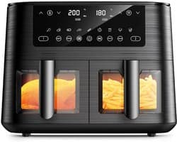 DailySupplies® Dubbele Airfryer XXXL - Duo Heteluchtfriteuse - Geschikt voor Accessoires - Zwart