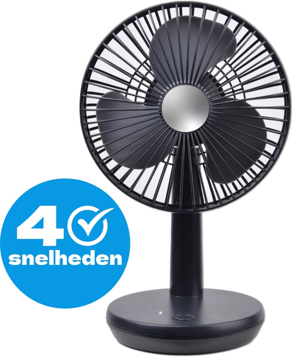 Bureau Ventilator Draadloos - Stille Mini Kleine USB Fan - Hand ventilatoren - Zwart - Silvergear — afbeelding 1