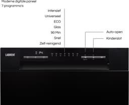 Labirent LMV8-7PZW1 - Mini Vaatwasser - 8 Couverts - 7 Programma’s - Modern - Kleine Vrijstaande Afwasmachine - Zwart — thumbnail 4