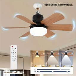 Livano Plafondventilator - Met Verlichting - Plafond Ventilator - Met Lamp - Plafonniere Met Ventilator - Met Licht - Zwart - 51cm — thumbnail 3
