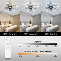 Livano Plafondventilator - Met Verlichting - Plafond Ventilator - Met Lamp - Plafonniere Met Ventilator - Met Licht - Wit - 50cm — thumbnail 2