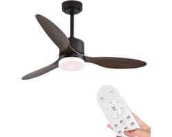 Livano Plafondventilator - Met Verlichting - Plafond Ventilator - Met Lamp - Plafonniere Met Ventilator - Met Licht - Donker Hout - 132cm — afbeelding 1