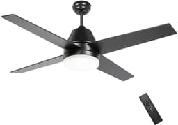 Livano Plafondventilator - Met Verlichting - Plafond Ventilator - Met Lamp - Plafonniere Met Ventilator - Met Licht - Zwart - 130cm — thumbnail 1