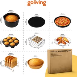 Goliving Airfryer Accessoires Set - Geschikt voor Airfryers vanaf Ø20,5 cm - 50x Cupcake Vormpjes - Bakvorm - Cakevorm - Muffinvorm - Pizzapan — thumbnail 11