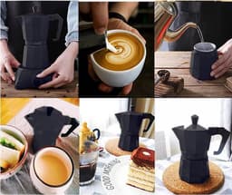 Mercadome® Koffie Percolator - Moka pot - Espressopot - Hittebestendig handvat - Klassiek ontwerp - Elektrisch - 300ML - Zwart — thumbnail 5