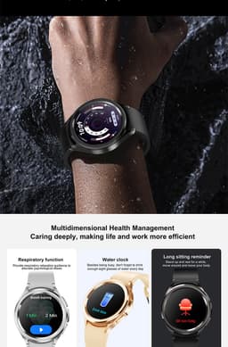 Knobbout Slimme Bluetooth Smartwatch 1.46" – Full HD Kleuren Display – Hartslag & Bloeddruk & Bloedzuurstof – Bluetooth Bellen, Muziek, AI Spraakbesturing – Vrouwen Gezondheid, Waterdicht – iOS & Android - Zilver staal+silicone horlogebandjes — thumbnail 4