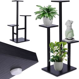 SERALUXE - Plantenrek met 4 Lagen - Plantenstandaard - Plantentafel - Plantenrekken - Plantentrap - Plantentafeltje voor binnen - buiten - Plantenrek voor Bloempotten - Planten etagere - Zwart — thumbnail 3