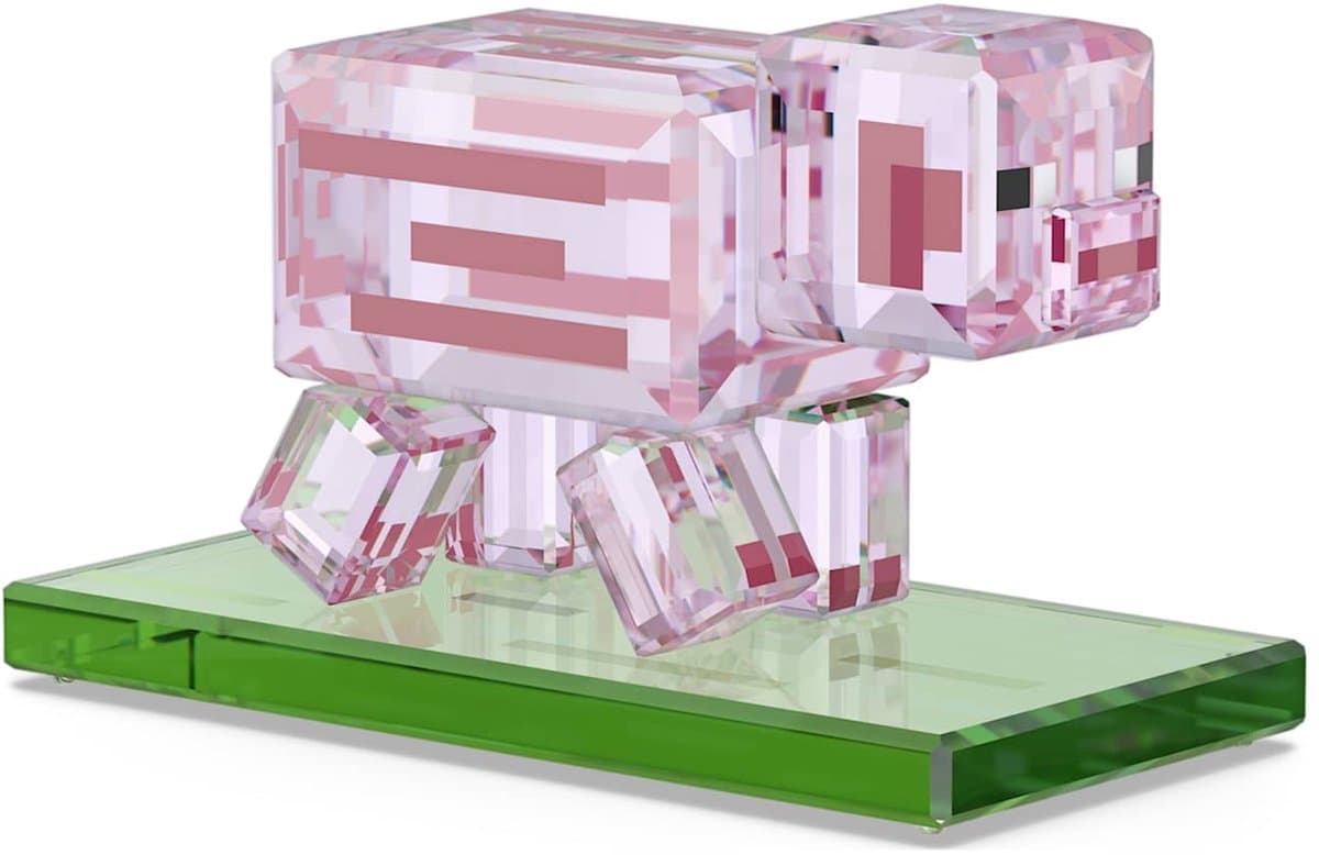 Swarovski beeldjes Minecraft Pig 5701273 | decoratieobject kristallen figuur roze, glanzende stijl, blokkerig ontwerp — afbeelding 1