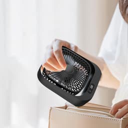 Ventilator - Fan - Tafelventilator - USB oplaadbaar - Stil en lichtgewicht - Met LED - digitaal display - 360° verstelbaar - 3 snelheden - Zwarte circulatieventilator met borstelloze motor - Voor kantoor, thuis en op reis (wit) — thumbnail 5