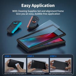Screenprotector geschikt voor Nintendo Switch 2 met montage frame - Set van 3 stuks - Sounix - Screenprotector Tempered Glass - Gehard Glas — thumbnail 5