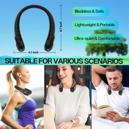 RFWR® Draagbare nekventilator 360° luchtstroom, superstil en USB oplaadbaar — thumbnail 2