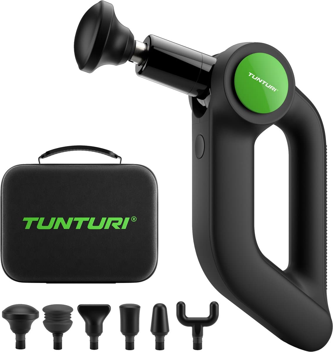 Tunturi MG70 Massage Gun Professioneel - Massage Pistool Met Verstelbare Kop - Massage Apparaat Met Multi Grip - Inclusief 6 Opzetstukken En Koffer - Extra Krachtig en Stil - Incl Gratis App — afbeelding 1