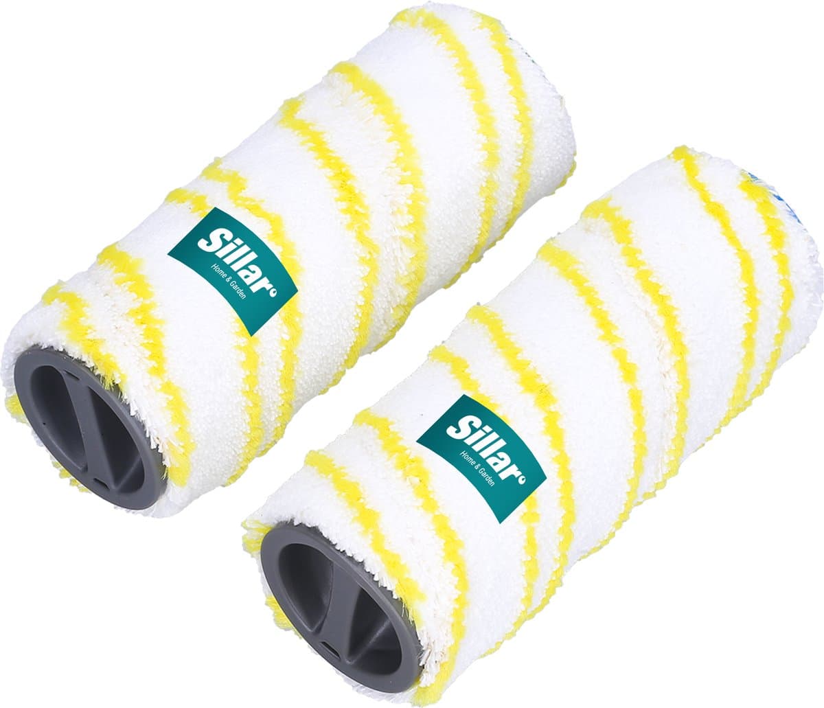 Sillar, 2 x rollers, geschikt voor elektrische mop Karcher EWM 2 FC3 FC5 FC7, van microvezel, vervangende rollen, herbruikbaar, wasbaar, wit/geel — afbeelding 1