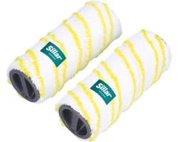Sillar, 2 x rollers, geschikt voor elektrische mop Karcher EWM 2 FC3 FC5 FC7, van microvezel, vervangende rollen, herbruikbaar, wasbaar, wit/geel