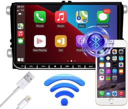 Carplay autoradio geschikt voor Volkswagen Polo T5 Passat Tiguan Touran Golf 5 6 | 2003 t/m 2020 | 9 INCH | Draadloos Apple Carplay en Android Auto | 2GB + 32GB | 4-Core | Denago | 2025 model Bluetooth & Wifi — thumbnail 5