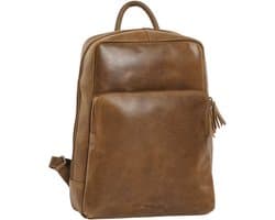 Daniel Ray Bacchus Leren Laptop Rugzak 15,6 inch - Laptoptas van Leer - Rugtas met Laptopvak - Antique Vintage Stijl - Cognac