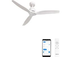 CREATE - Plafondventilator 40W silent Ø132 cm - Met Wifi - Met Afstandsbediening - 6 Snelheden - Timer - Zomer/Winter functie - Wit - WIND STYLANCE