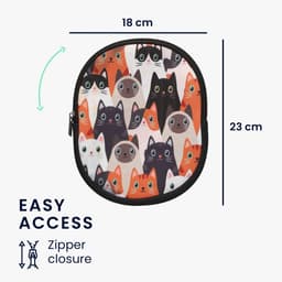 kwmobile hoes geschikt voor Sony WH-CH520 / WH-CH510 / MDR-ZX110 - 21,5 x 16 cm - Beschermhoes voor headset in Katten design - Van neopreen - Met print — thumbnail 8