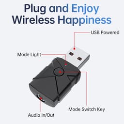 USB Bluetooth 5.2 Audio Adapter - 2-in-1 Transmitter en Receiver - zender en ontvanger - Inclusief 3.5mm AUX Kabel - Voor o.a. PC, TV en Speakers - zwart — thumbnail 3