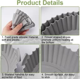 6 Stuks Siliconen Pot - Siliconen Vorm voor Heteluchtfriteuse - 6 Maten Siliconen Inzetstuk voor Heteluchtfriteuse - Air Fryer Siliconen Liner Geschikt voor Ovens en Magnetrons — thumbnail 5